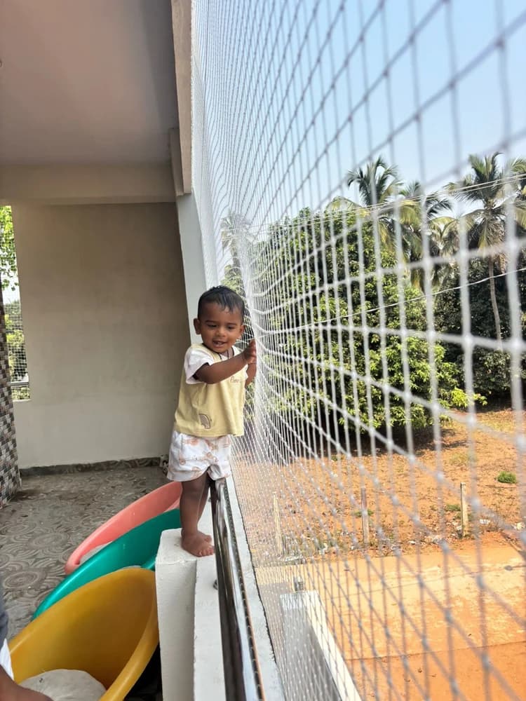 Children safety net on staircase in Bangalore home