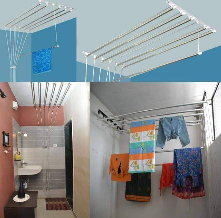 Ceiling cloth hanger system installed in Bangalore balcony